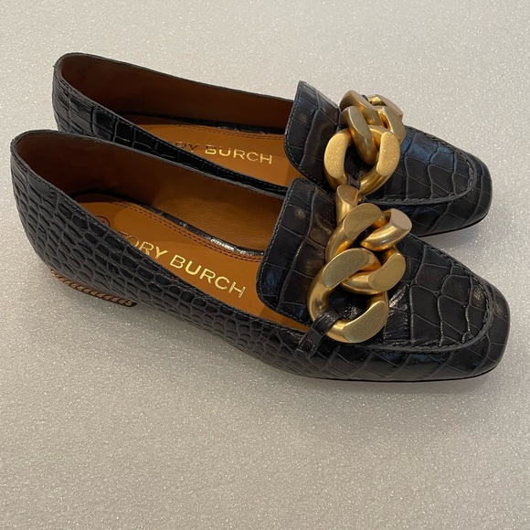 Tory Burch Shoes - Tory Burch RUBY CHAIN LOAFER - Slip-ons Grey Croc -Sz 5 MSRP $328